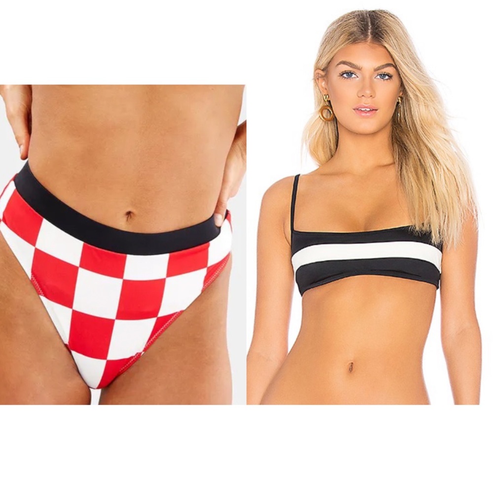 ReDone x Solid & Striped Malibu Bottoms Brooke Top Black White Red